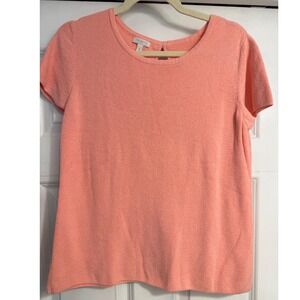 Talbots Coral Textured Knit Short Sleeve Crew Neck Top Women's Medium